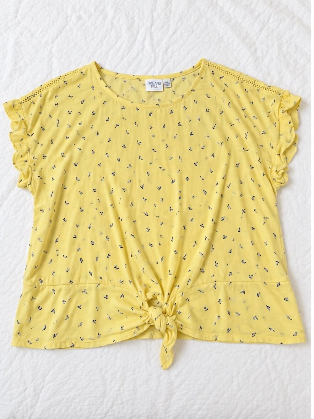 Buffalo David Bitton Yellow Tie-Front Blouse – Size 2XL